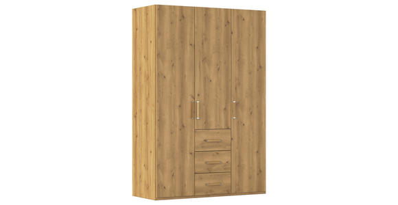DREHTÜRENSCHRANK in Eichefarben - Eichefarben/Silberfarben, Design, Holzwerkstoff/Kunststoff (151/223/60cm) - Novel