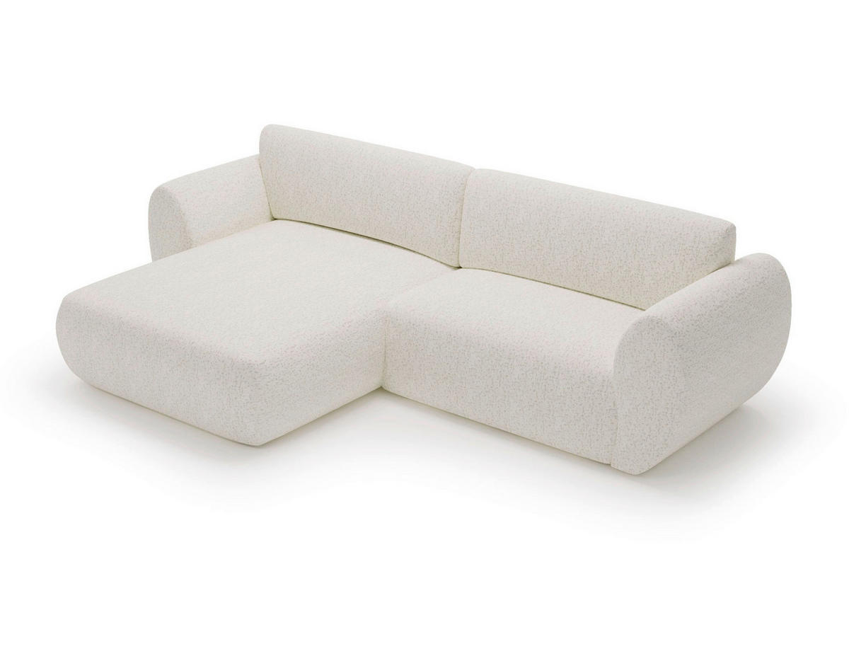 ECKSOFA SOLIS in Chenille Creme  170/288 cm  - Creme/Schwarz, Design, Kunststoff/Textil (170/288cm) - Livetastic