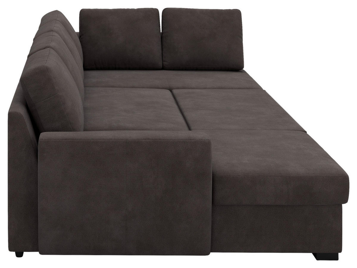 SJEDEĆA GARNITURA tekstil  smeđa   - smeđa/crna, Trend, tekstil/plastika (154/327/86cm) - MID.YOU