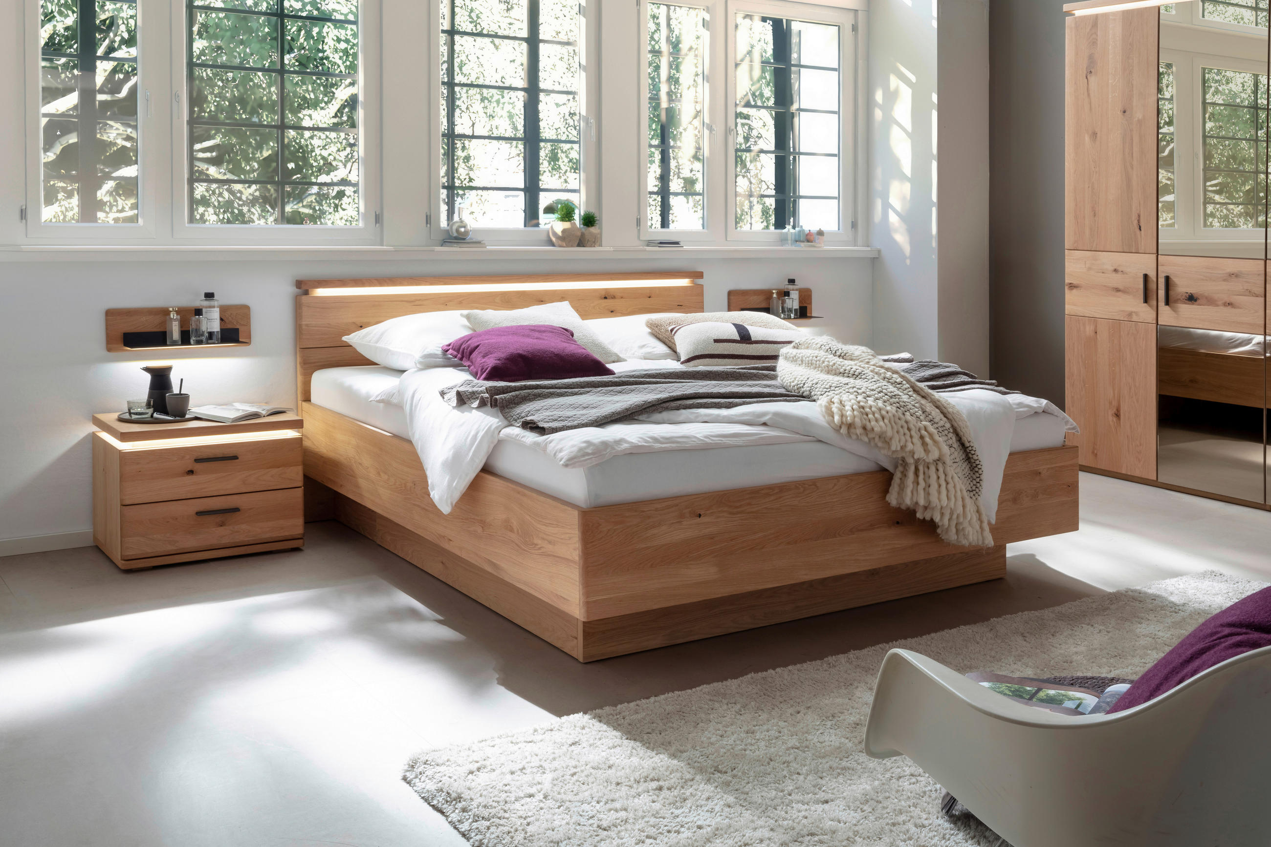 PAT, 160/200 cm, stejar Bianco - stejar Bianco, Natur, lemn/material pe bază de lemn (160/200cm)