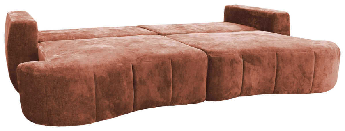 BOXSPRINGSOFA Velours Rostfarben  - Rostfarben/Schwarz, Trend, Kunststoff/Textil (292/71-99/127cm) - Livetastic
