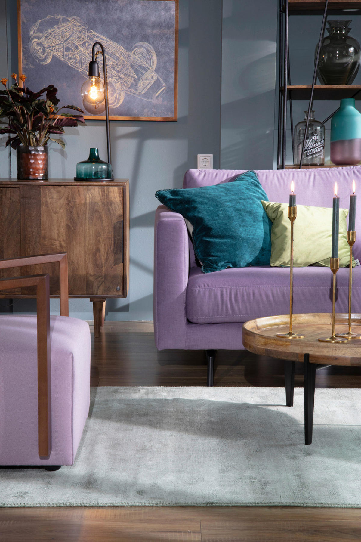 COUCHTISCH Mangoholz massiv 75/75/34 cm rund Naturfarben, Schwarz  - Schwarz/Naturfarben, Design, Holz/Metall (75/75/34cm) - MID.YOU