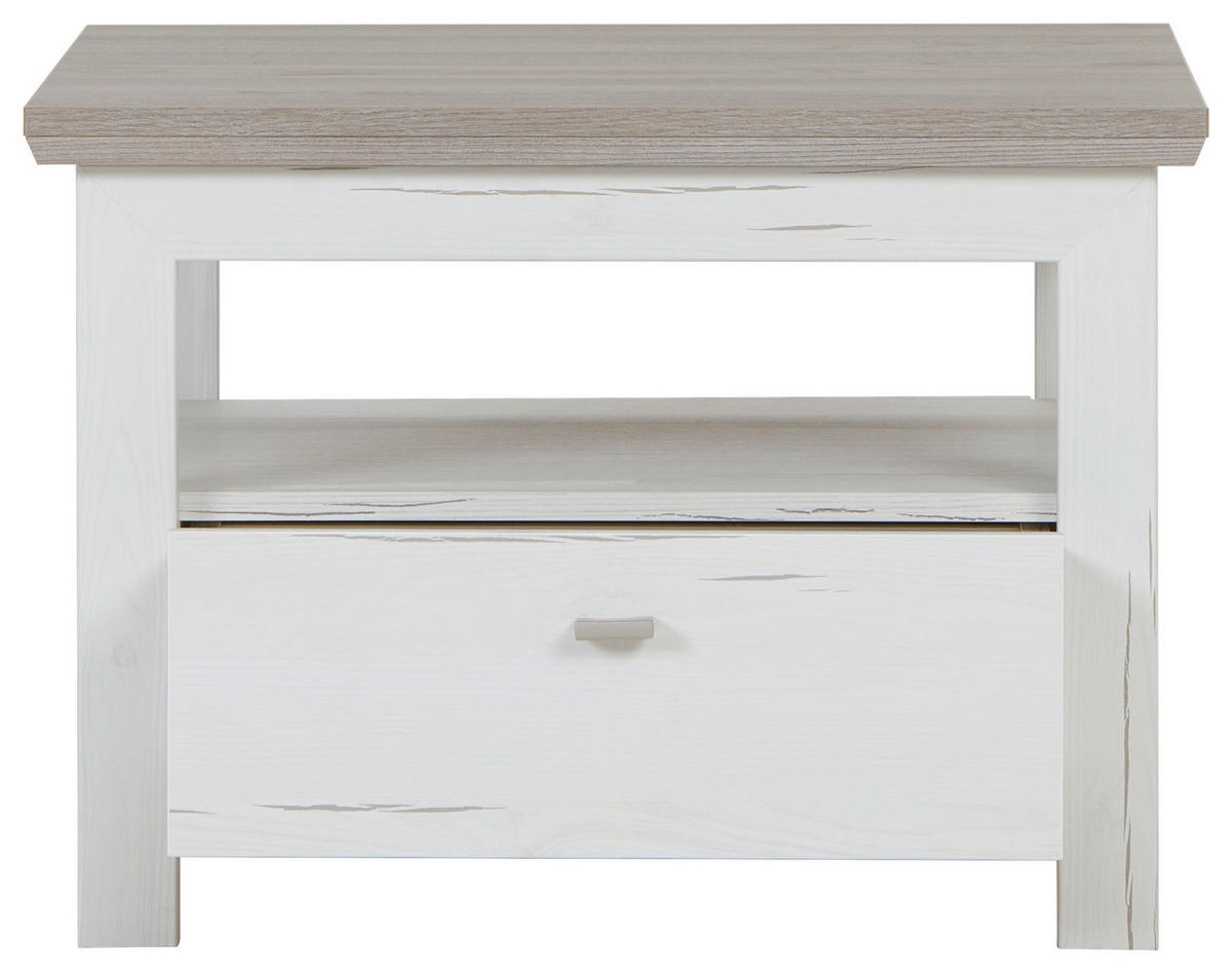 BEISTELLTISCH 65/65/46,6 cm Grau, Weiß quadratisch  - Weiß/Grau, KONVENTIONELL, Holzwerkstoff/Metall (65/65/46,6cm) - Hom`in