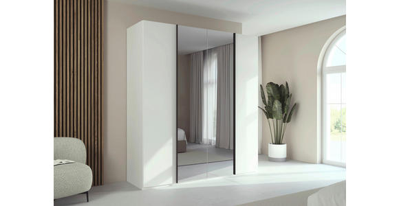 DREHTÜRENSCHRANK 201/235/61 cm,  in Weiß, 4-türig  - Graphitfarben/Weiß, Basics, Glas/Holzwerkstoff (201/235/61cm) - Novel