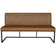 SITZBANK 170/92/63 cm  in Schwarz, Cognac  - Cognac/Schwarz, Design, Leder/Metall (170/92/63cm) - Ambia Home