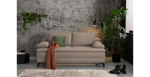 BOXSPRINGSOFA Cord Taupe - Taupe/Schwarz, Design, Textil/Metall (200/100/108cm) - Novel