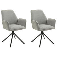 ARMLEHNSTUHL-SET 2 Stück  in Stahl Webstoff  - Hellgrau/Schwarz, KONVENTIONELL, Textil/Metall (57/89/61cm) - MID.YOU