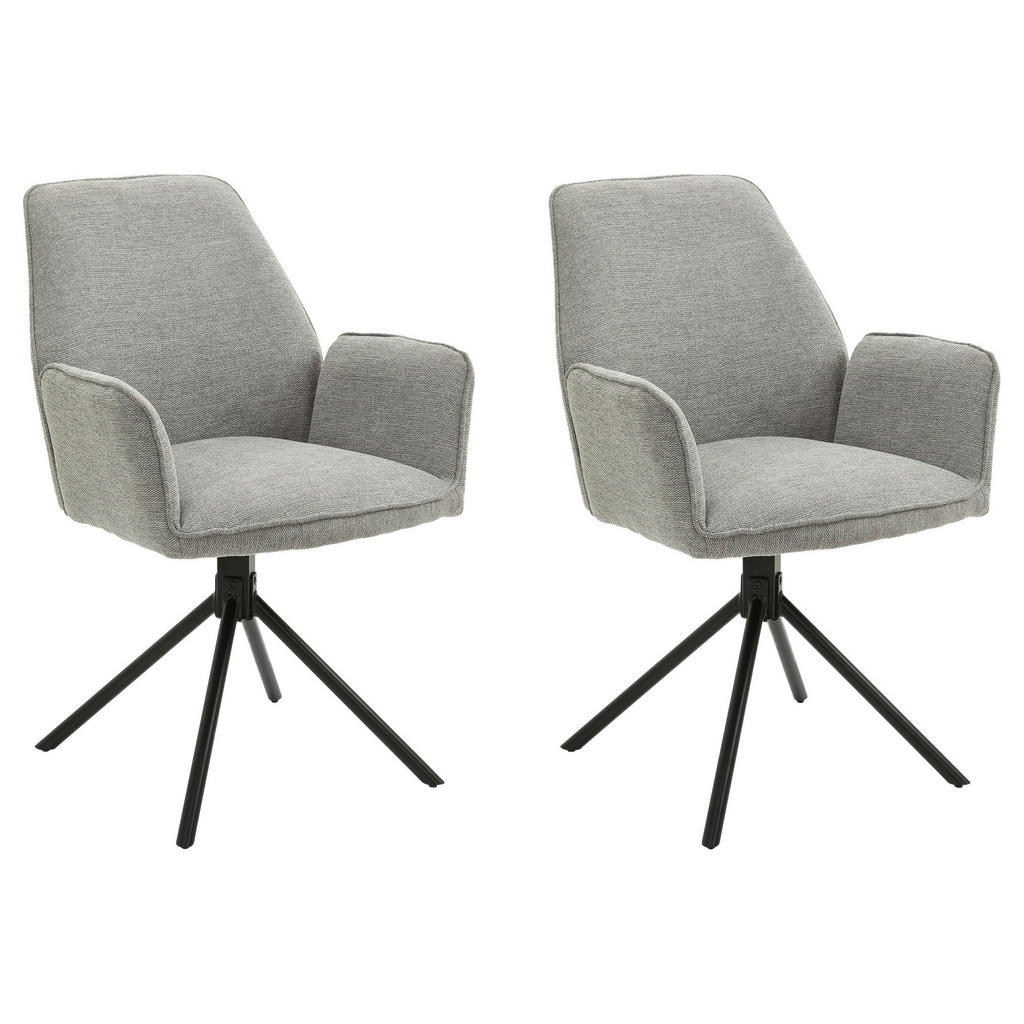 Armlehnstuhl Blair Hellgrau/ Schwarz Gepolstert 2-Er Set