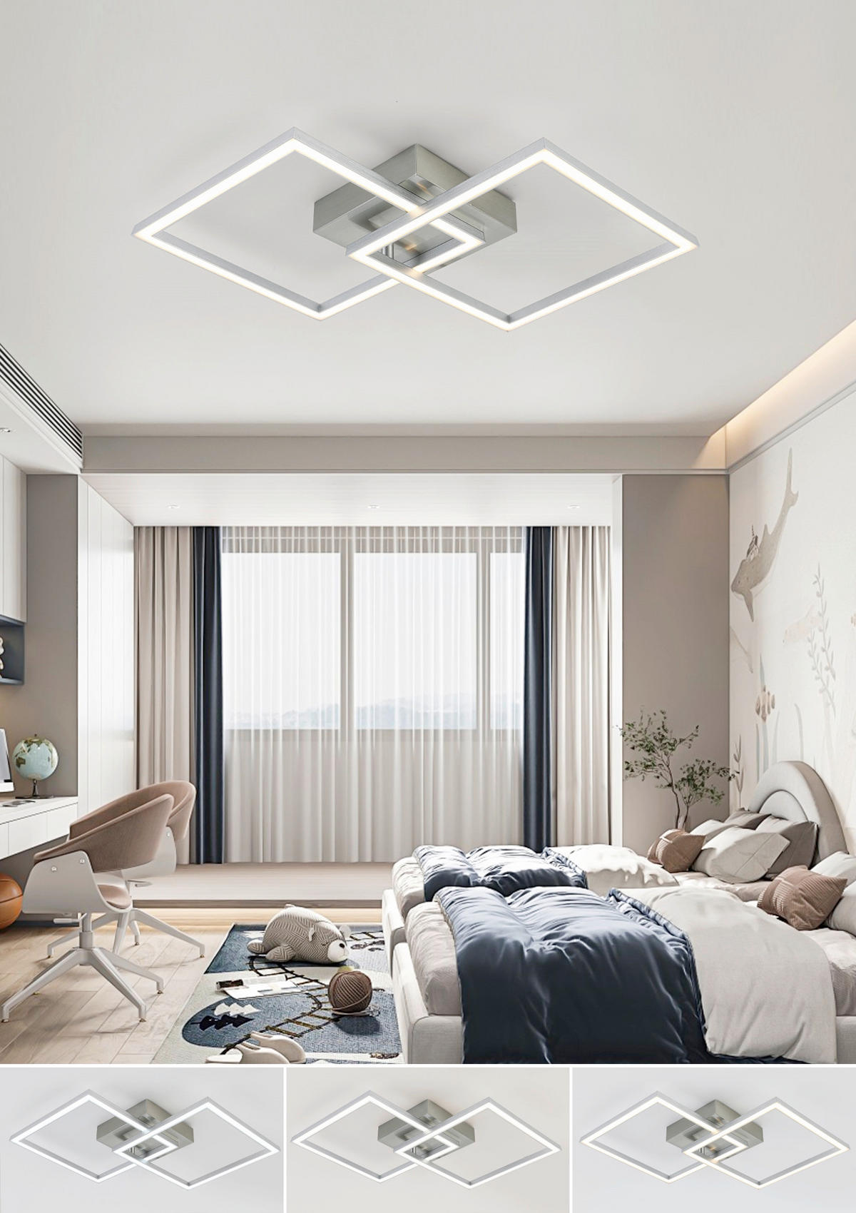 LED PLAFONJERA  - boja nikla/srebrna, Trendi, metal/plastika (57/35/6,5cm) - Boxxx