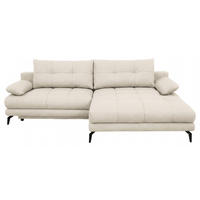 ECKSOFA Perlmutt Struktur Rückenkissen, Bettkasten, Schlaffunktion, Rücken echt, Armteilverstellung, Liegefläche im Originalstoff  - Beige/Perlmutt, MODERN, Textil/Metall (263/181cm) - Carryhome