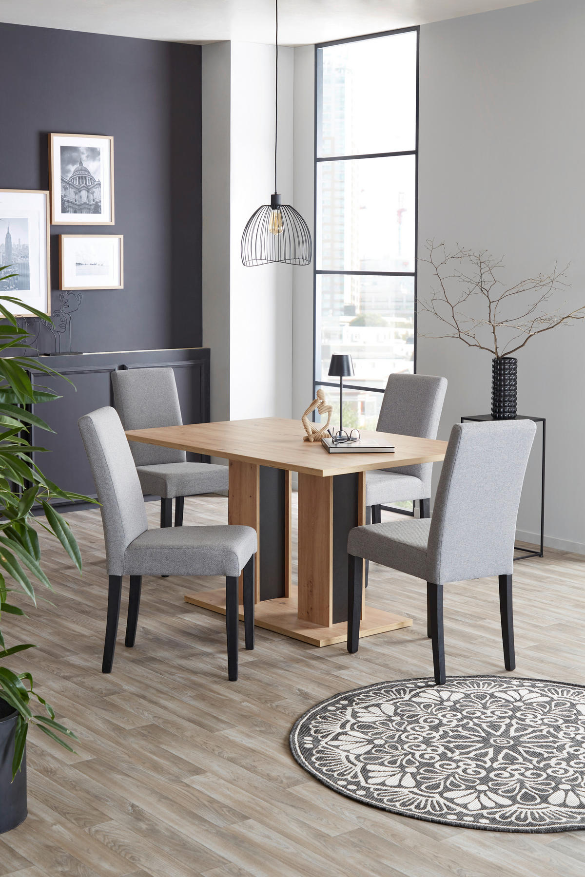 ESSTISCH rechteckig Eiche Artisan  - Schwarz/Eiche Artisan, KONVENTIONELL, Holzwerkstoff (138/74/90cm) - home24