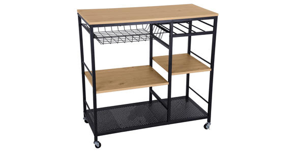 SERVIERWAGEN Naturfarben, Schwarz  - Schwarz/Naturfarben, Trend, Holzwerkstoff/Kunststoff (86/40/86cm) - Xora