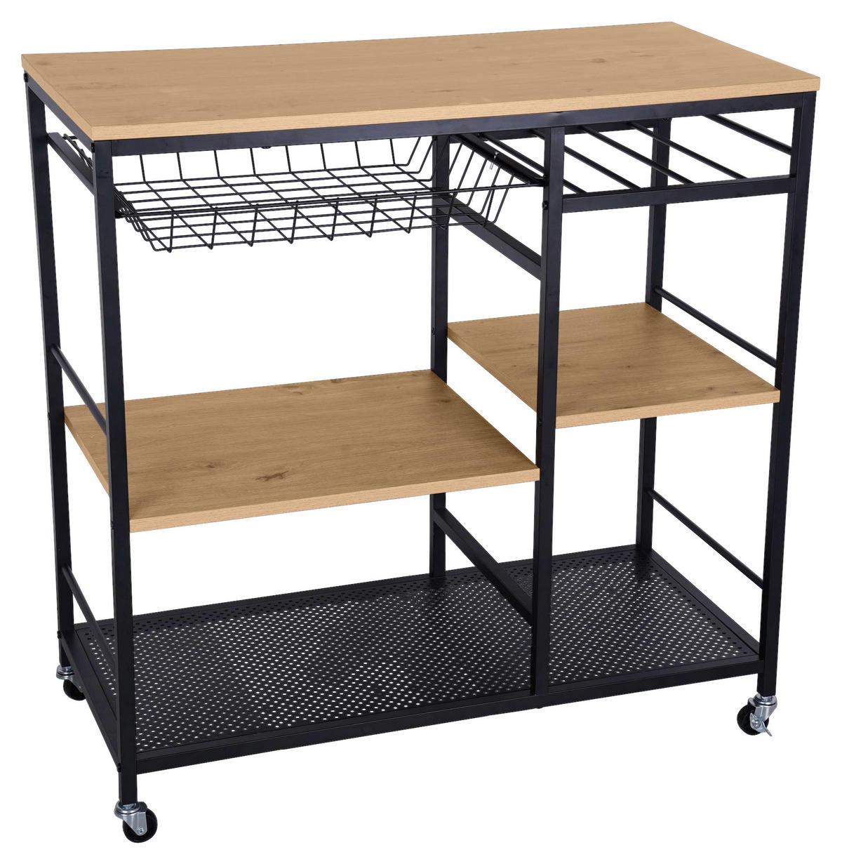 SERVIERWAGEN Naturfarben, Schwarz  - Schwarz/Naturfarben, Trend, Holzwerkstoff/Kunststoff (86/40/86cm) - Xora