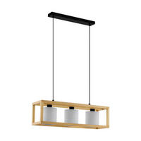HÄNGELEUCHTE Granad 77/20/150 cm   - Schwarz/Braun, Natur, Holz/Textil (77/20/150cm) - Eglo
