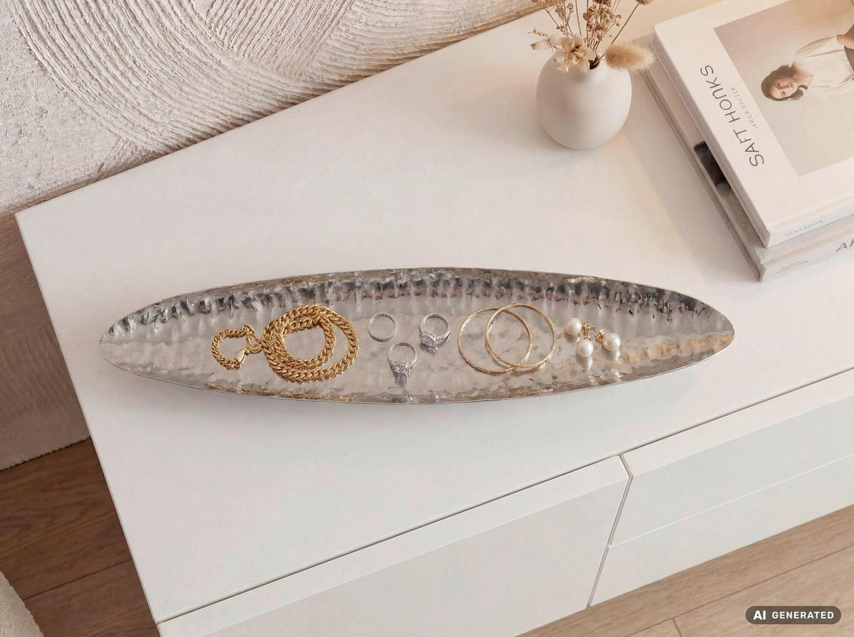 DEKOSCHALE - Silberfarben, Design, Metall (65,5/5/15cm) - Livetastic