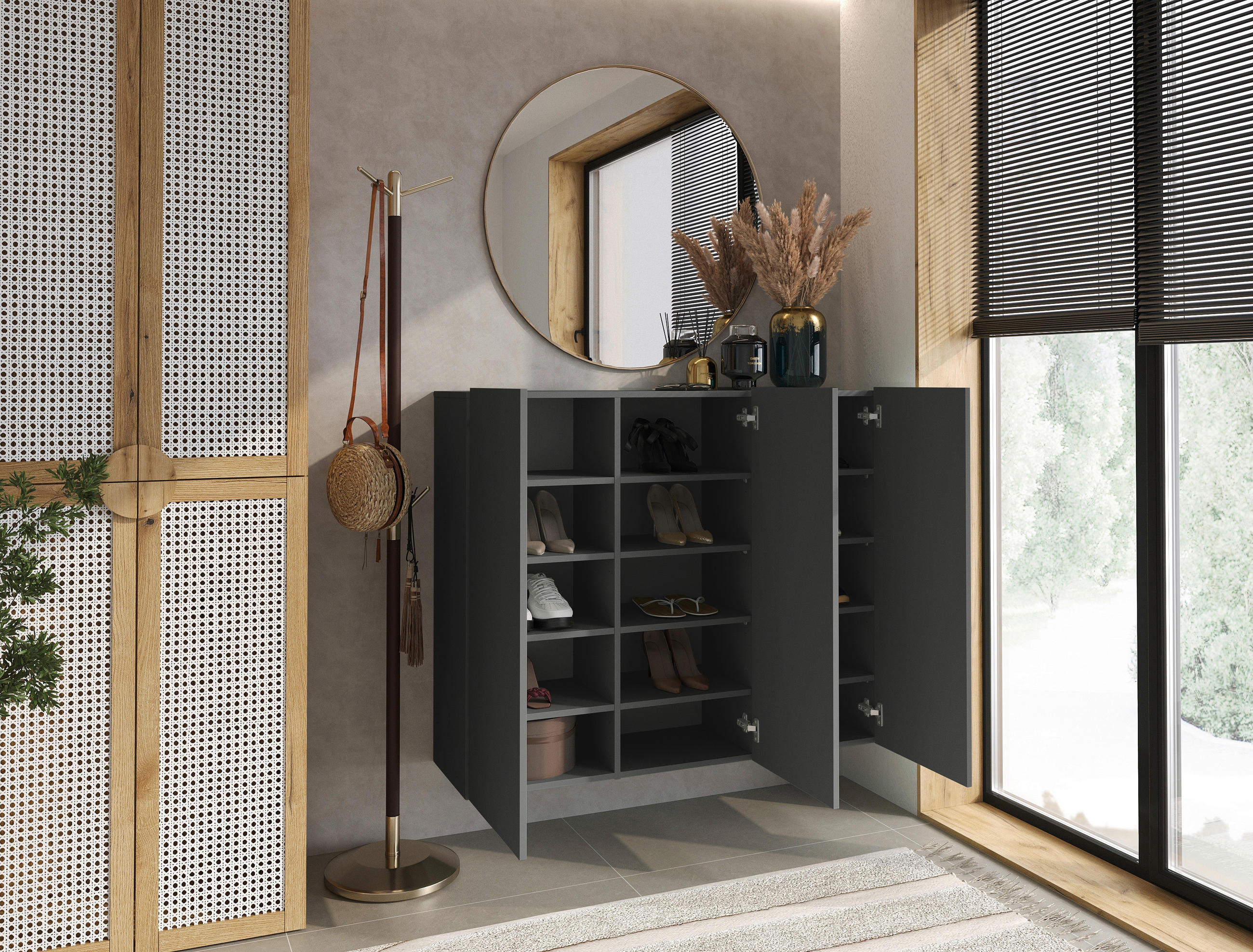 HÄNGESCHUHSCHRANK Anthrazit  - Anthrazit, Design, Holzwerkstoff (120/100/34cm) - Hom`in