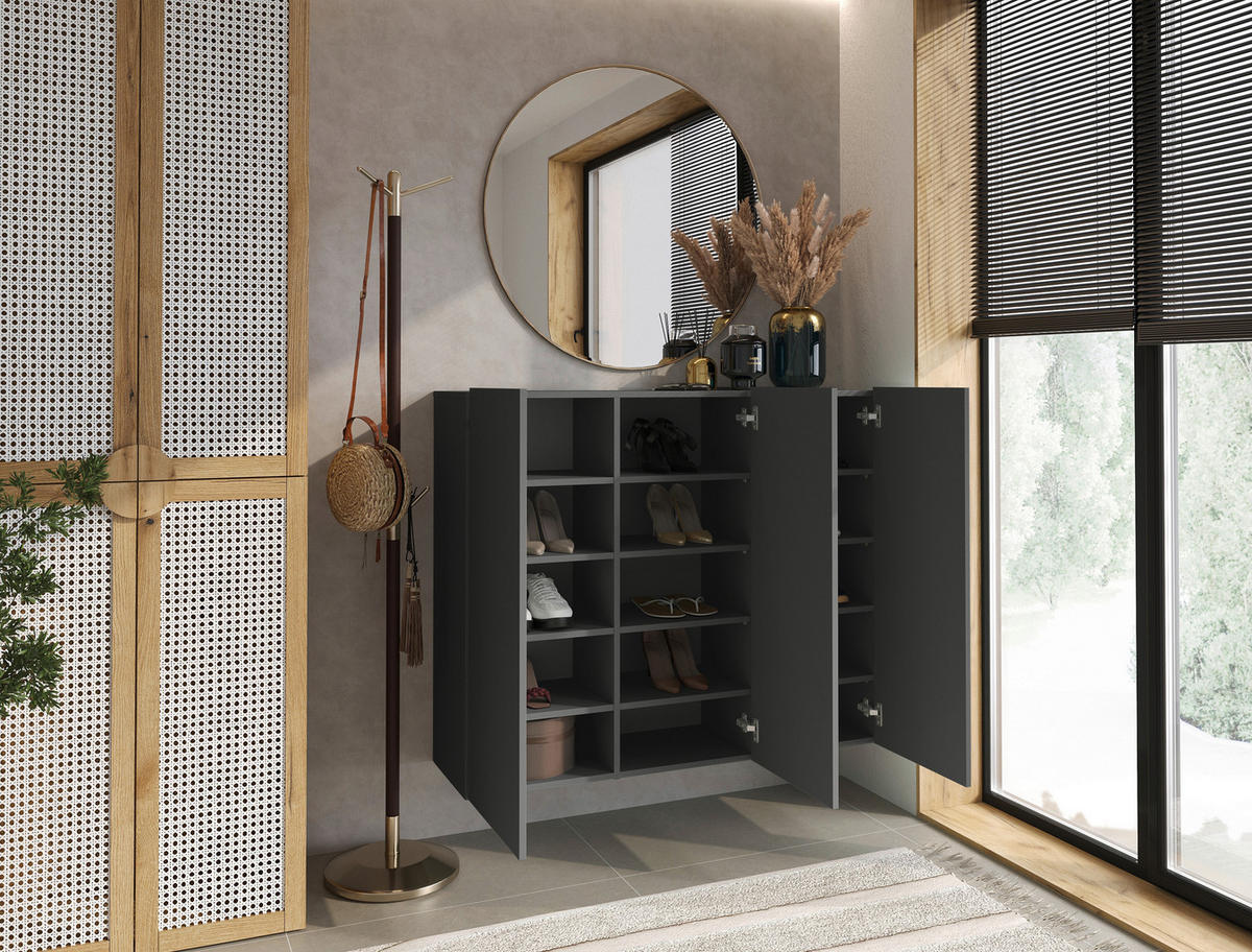 HÄNGESCHUHSCHRANK Anthrazit  - Anthrazit, Design, Holzwerkstoff (120/100/34cm) - Hom`in