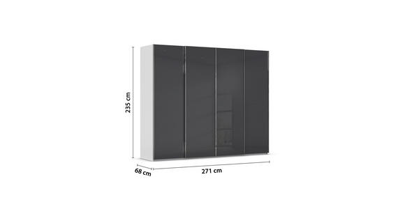 SCHWEBETÜRENSCHRANK 271/235/68 cm 4-türig Grau, Schwarz  - Chromfarben/Schwarz, Design, Glas/Holzwerkstoff (271/235/68cm) - Novel