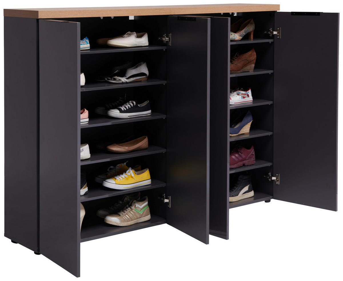 SKOSKÅP  i 160/115/34 cm  - svart/antracit, Design, metall/trämaterial (160/115/34cm) - Xora