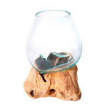 VASE 30 cm  - Klar/Transparent, Natur, Glas/Holz (20/30cm) - Ambia Home