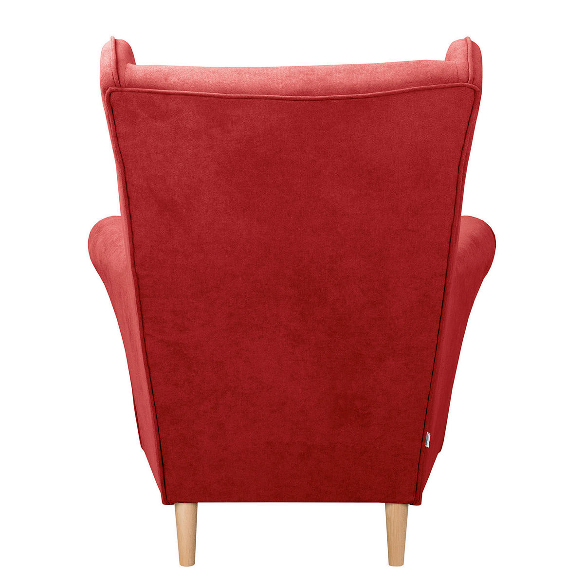 OHRENSESSEL in Mikrofaser Rot  - Rot/Naturfarben, Design, Holz/Textil (87/105/90cm) - Livetastic