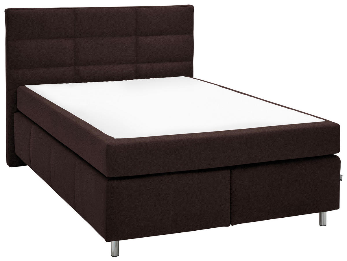 BOXSPRINGBETT 140/200 cm  Dunkelbraun  - Dunkelbraun/Alufarben, Konventionell, Textil/Metall (140/200cm) - Dieter Knoll