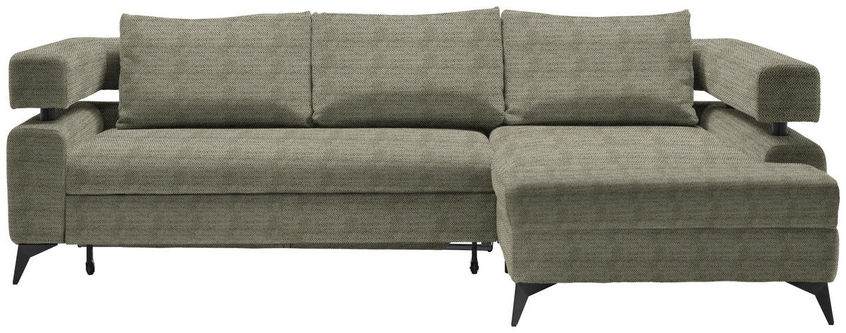 HÖRNSOFFA i chenille olivgrön  - olivgrön/svart, Klassisk, metall/textil (265/184cm) - MID.YOU