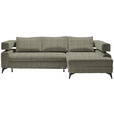 ECKSOFA Olivgrün Chenille  - Schwarz/Olivgrün, KONVENTIONELL, Textil/Metall (265/184cm) - Hom`in
