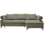 ECKSOFA Olivgrün Chenille  - Schwarz/Olivgrün, KONVENTIONELL, Textil/Metall (265/184cm) - Hom`in