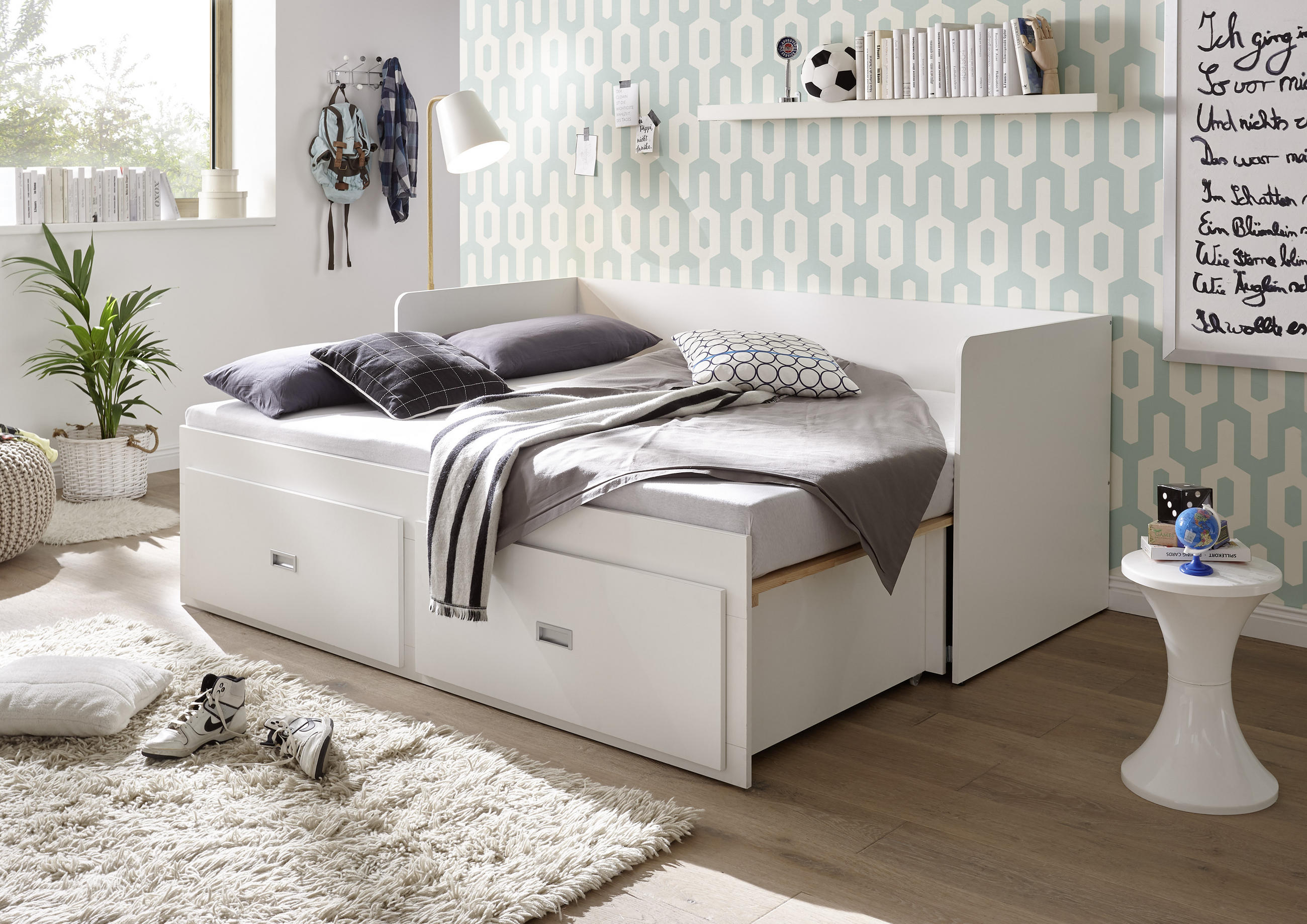 AUSZIEHBETT 80/200 cm,  in Matratze, Lattenrost, Bettschublade  - Kieferfarben, KONVENTIONELL (80/200cm) - Livetastic