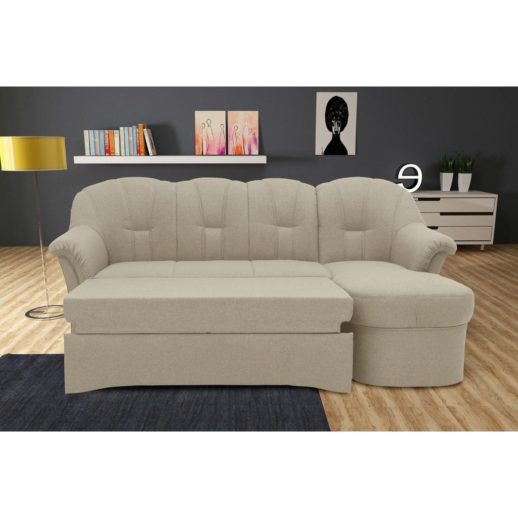 Thumbnail - Mid.you Eckschlafsofa, Schlamm, Textil, Uni, 3-Sitzer, 233x142 cm, Made in EU, FSC Mix, Rücken echt, Wohnzimmer, Sofas &...