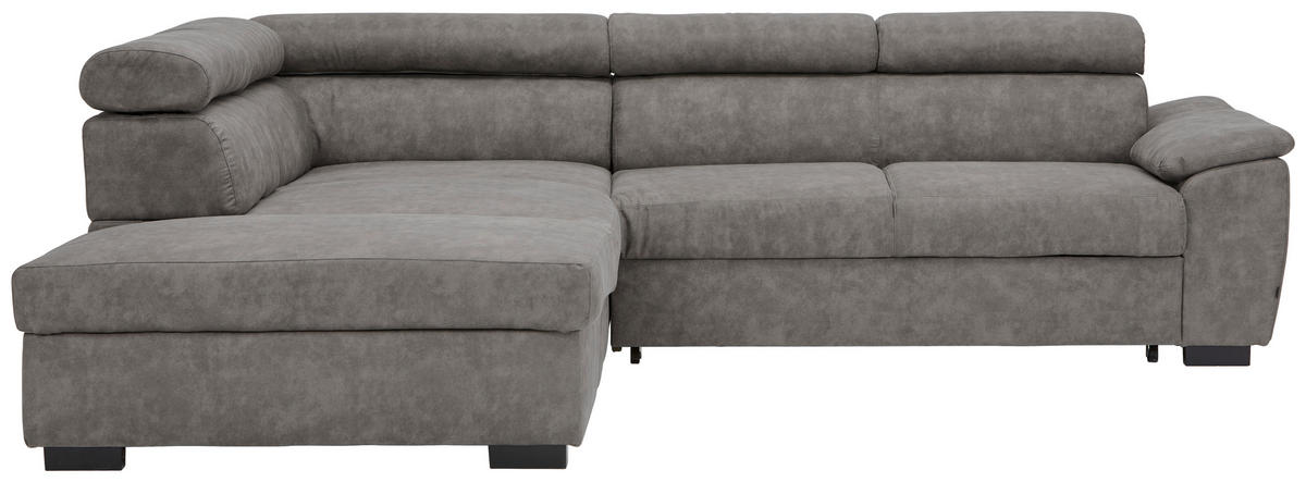 ECKSOFA  in Lederlook Grau  230/263 cm  - Schwarz/Grau, Design, Kunststoff/Textil (230/263cm) - Hom`in