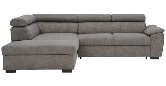 ECKSOFA  in Lederlook Grau  230/263 cm  - Schwarz/Grau, Design, Kunststoff/Textil (230/263cm) - Hom`in