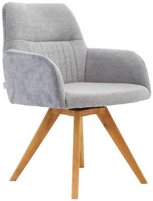 ARMLEHNSTUHL drehbar in Webstoff - Eichefarben/Hellgrau, KONVENTIONELL, Holz/Textil (61/88/69cm) - Linea Natura