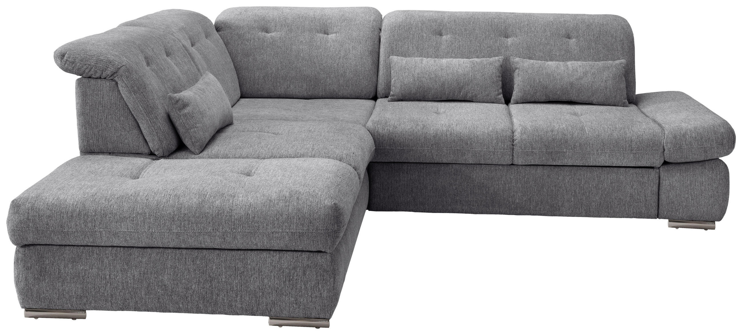 ECKSOFA in Chenille Dunkelgrau  - Chromfarben/Dunkelgrau, Modern, Textil/Metall (254/280cm) - Livetastic