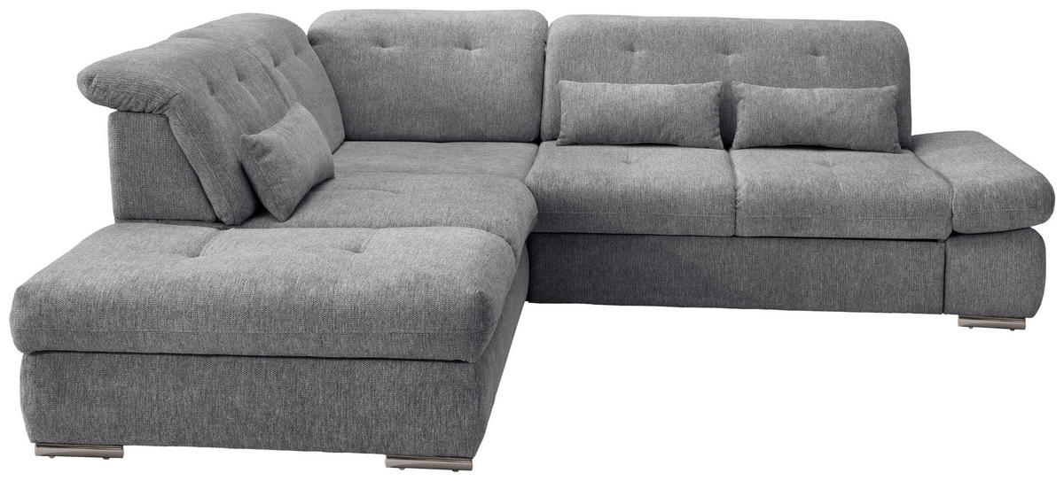 ECKSOFA Dalida Dunkelgrau Chenille  - Chromfarben/Dunkelgrau, MODERN, Textil/Metall (254/280cm) - Livetastic
