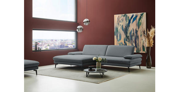 ECKSOFA  in Chenille, Flachgewebe Dunkelgrau  180/284 cm  - Dunkelgrau/Schwarz, Design, Textil/Metall (180/284cm) - Dieter Knoll