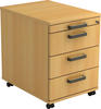 ROLLCONTAINER Buchefarben  - Buchefarben/Schwarz, KONVENTIONELL, Kunststoff/Metall (42,8/59/56cm) - Venda