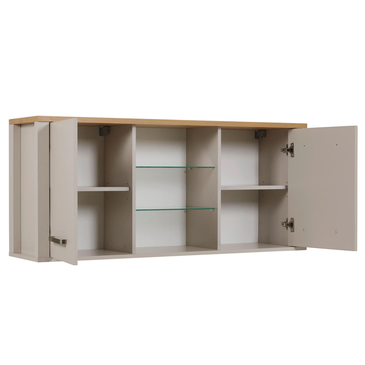 VISEČA OMARA 130,3/57,5/33 cm  - srebrne barve/kašmir, Moderno, kovina/steklo (130,3/57,5/33cm) - Xora