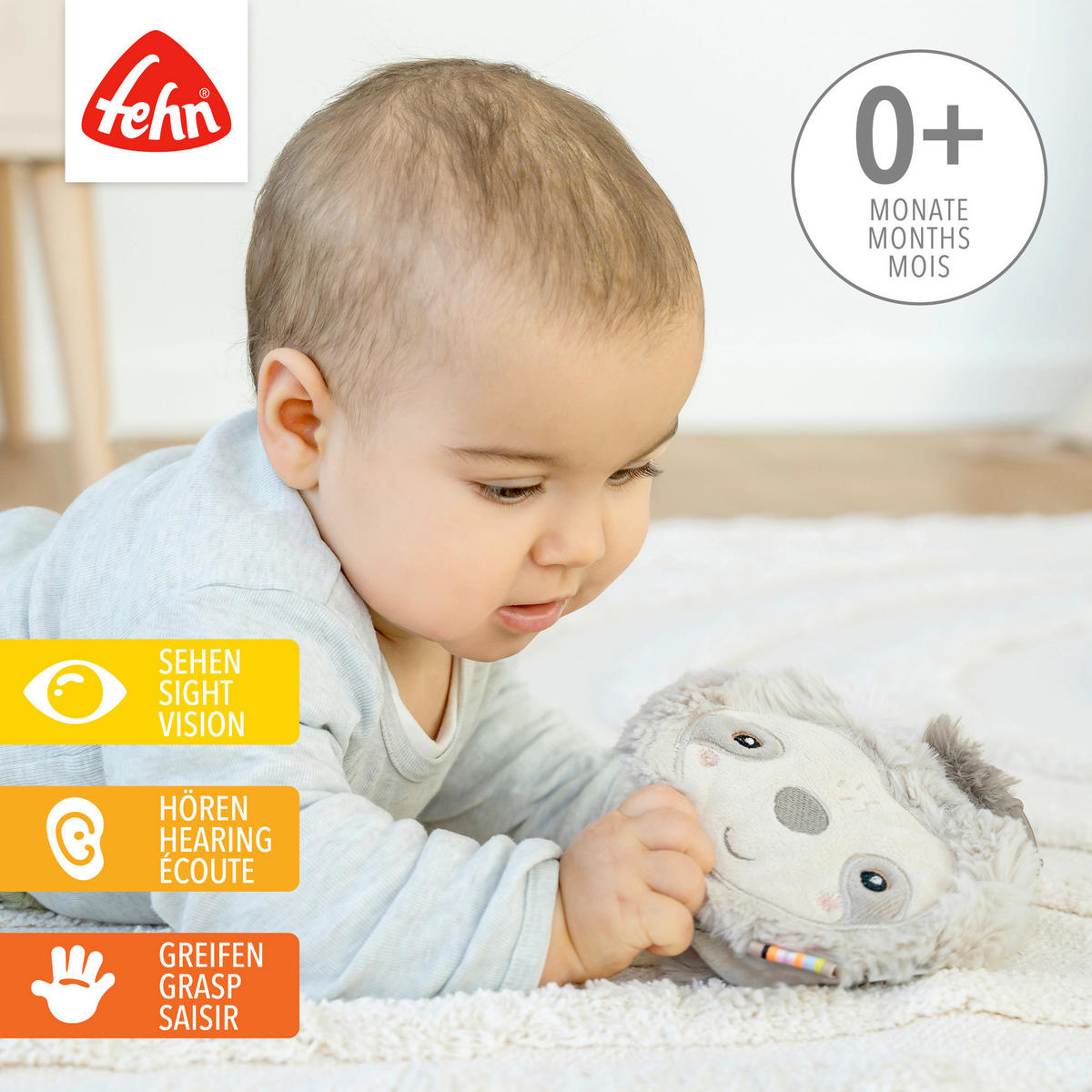 STOFFBUCH Faultier Lazy  - Hellgrau, Basics, Textil (14/13/3cm) - Fehn