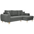 ECKSOFA Dunkelgrau Webstoff  - Dunkelgrau/Schwarz, KONVENTIONELL, Holz/Textil (250/145cm) - Carryhome