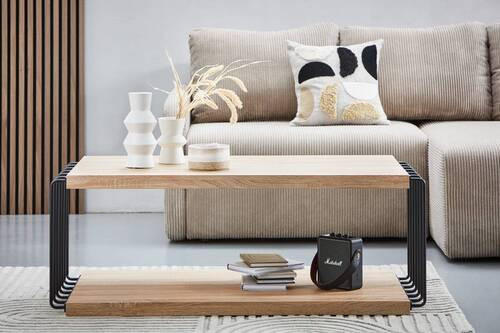 COUCHTISCH in Metall, Holzwerkstoff  - Eichefarben/Schwarz, Design, Holzwerkstoff/Metall (110/45/60cm) - PBJ