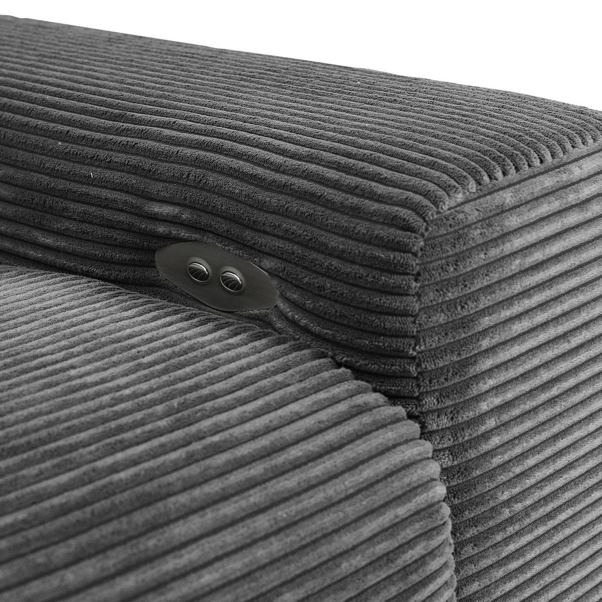 ECKSOFA in Cord Dunkelgrau  165/295 cm  - Dunkelgrau/Schwarz, KONVENTIONELL, Textil/Metall (165/295cm) - Carryhome