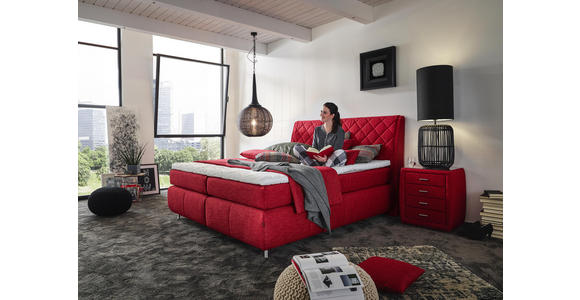 BOXSPRINGBETT 180/200 cm in Rot - Rot/Alufarben, KONVENTIONELL, Textil/Metall (180/200cm) - Dieter Knoll