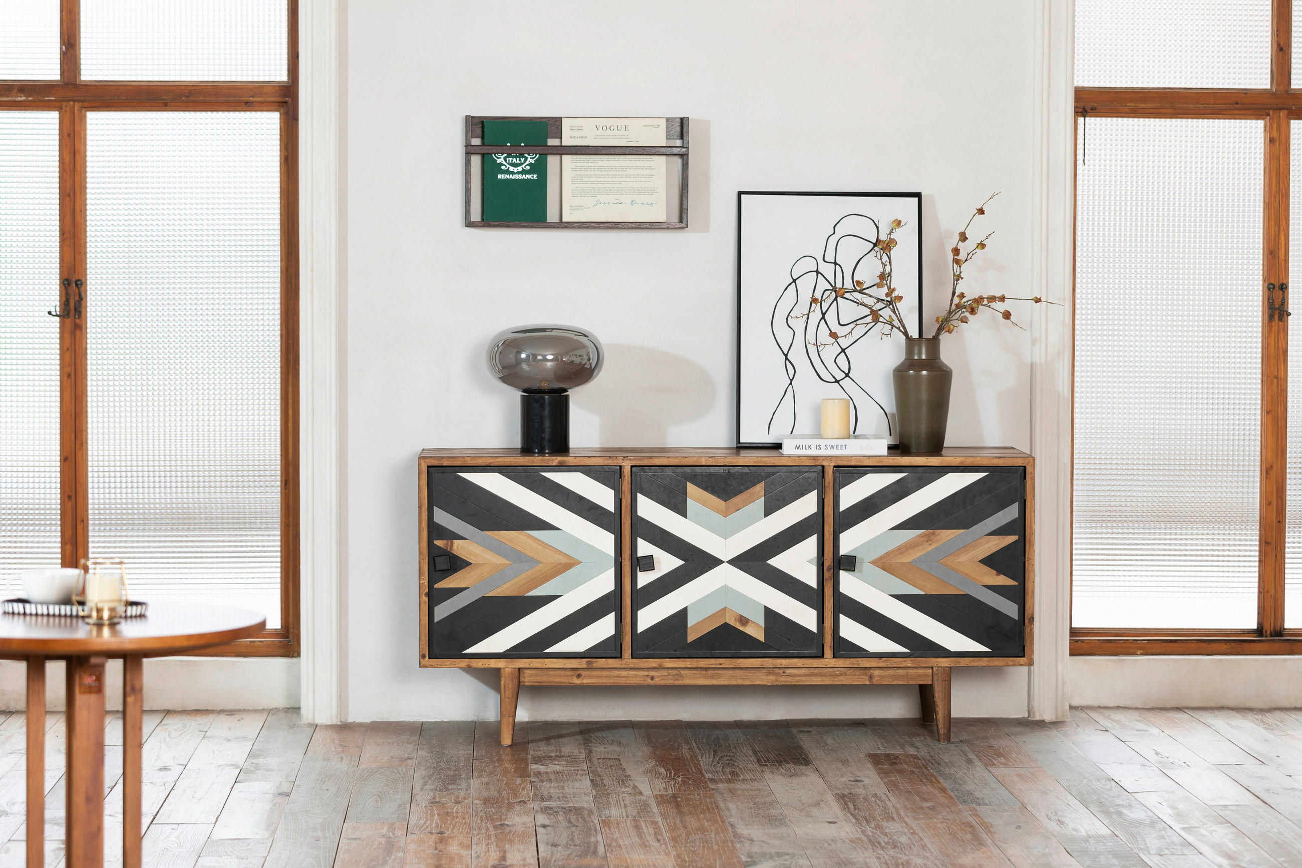 SIDEBOARD  in 159.5/75/42 cm  - Multicolor/Schwarz, KONVENTIONELL, Holz/Holzwerkstoff (159.5/75/42cm) - Livetastic