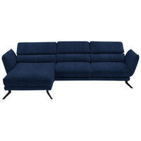 ECKSOFA in Velours Royalblau  153/283 cm  - Royalblau/Schwarz, Design, Textil/Metall (153/283cm) - Valdera