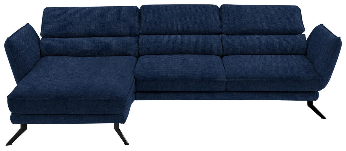 ECKSOFA in Velours Royalblau  153/283 cm  - Royalblau/Schwarz, Design, Textil/Metall (153/283cm) - Valdera