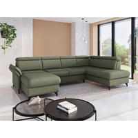 WOHNLANDSCHAFT GLENDALE E Olivgrün Flachgewebe  - Schwarz/Olivgrün, KONVENTIONELL, Textil/Metall (166/321/193cm) - Sit & More