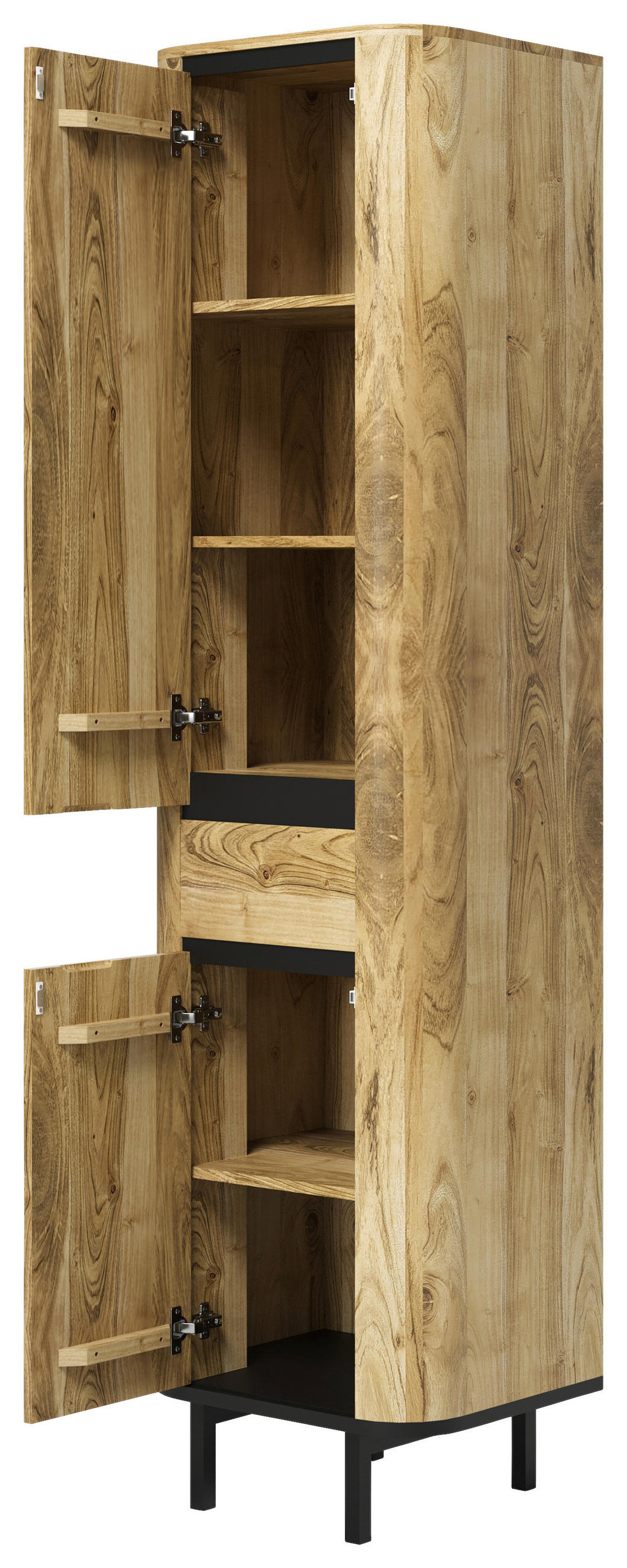 HOCHSCHRANK 51/200/42 cm  - Schwarz/Naturfarben, Natur, Holz/Metall (51/200/42cm) - Livetastic