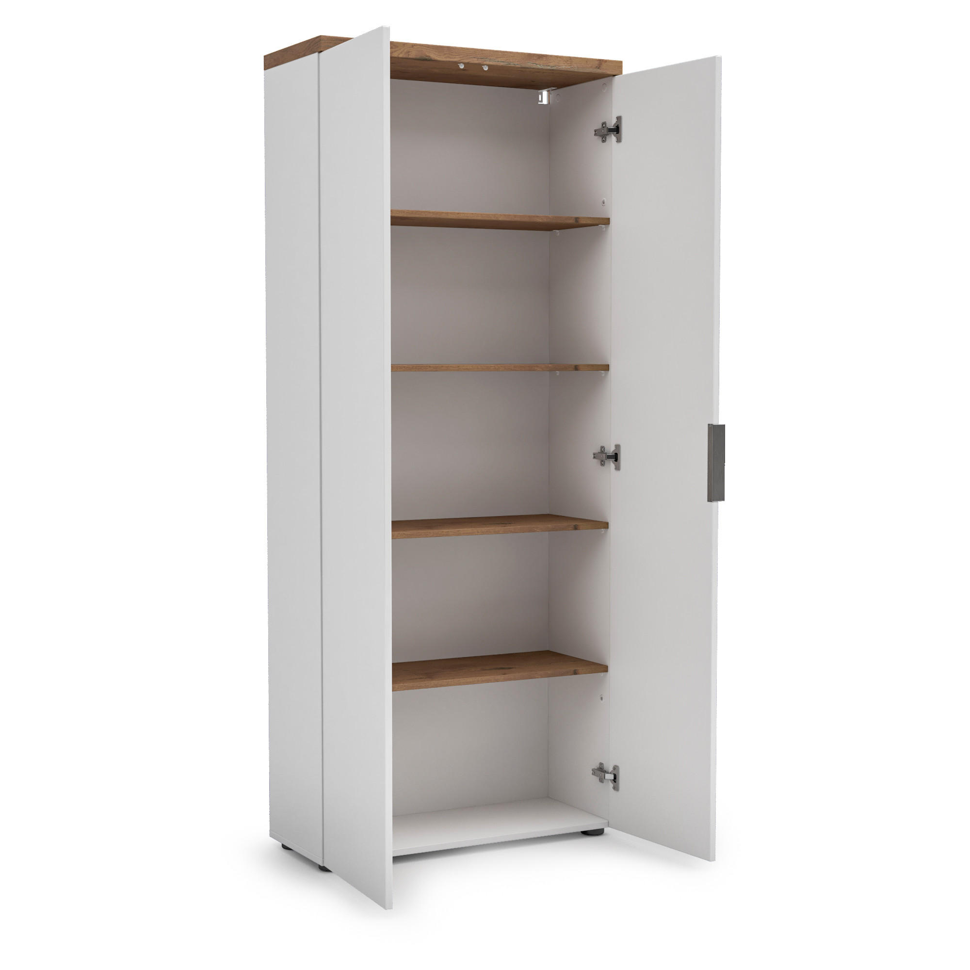 ORMAR bijela, boje hrasta   - bijela/boje hrasta, Design, drvni materijal (80/192/34cm) - Voleo